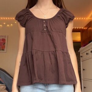 Weavers Chocolate Brown Babydoll Blouse